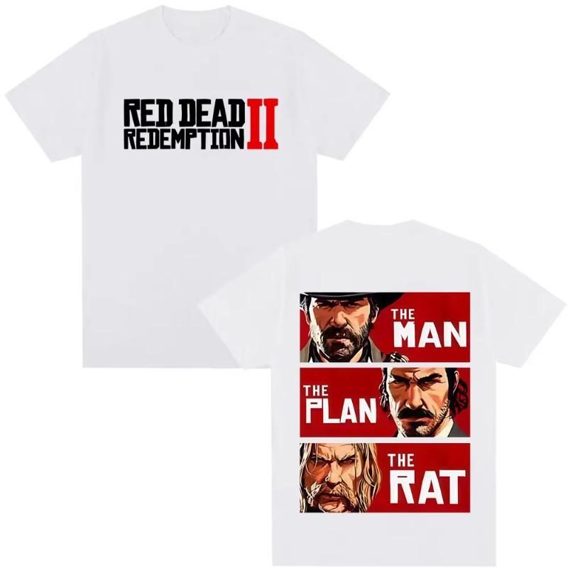 90-е Винтаж Red Dead Redemption 2 Мерч Футболка Мужчины Женщины Мода Винтажная Футболка Повседневная Оверсайз Короткий Рукав Футболки Streetwear