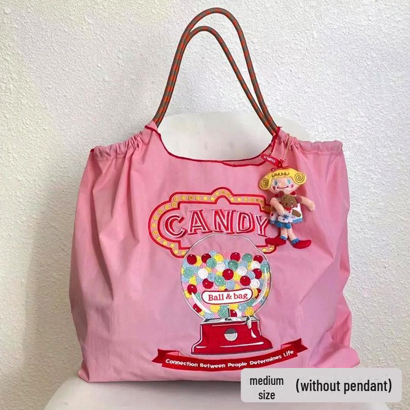 «Экологичная японская нейлоновая холщовая сумка для покупок с вышитыми цветами»