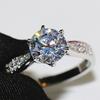 Классическое кольцо с шестью крапанами, покрытое белым золотом, с цирконием, женское кольцо, роскошные украшения в европейском стиле