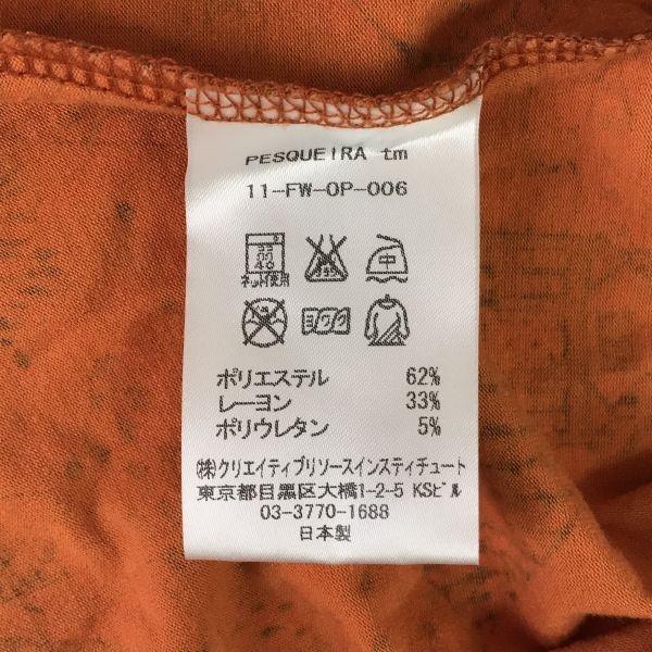 Made in Japan PESQUEIRA Long Sleeve Dress/Women's Size M/Orange×Brown/Allover Print/(USED)