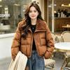 Winter coat women's fashion sense collar versatile warm cotton-padded coat design lamb wool new cotton-padded jacket cotton-padded clothing splicing