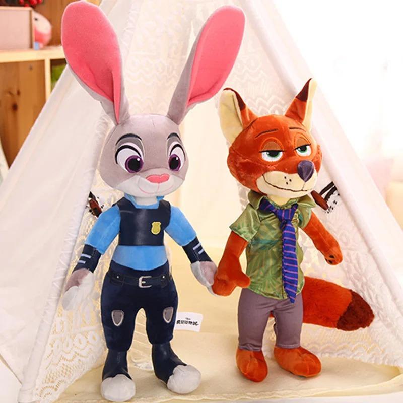 @-Cartoon Anime Movie Zootopia Plush Toy Fox Nick Wilde Rabbit Judy Hopps Doll Soft Stuffed Animals Toys Kids Xmas Gifts
