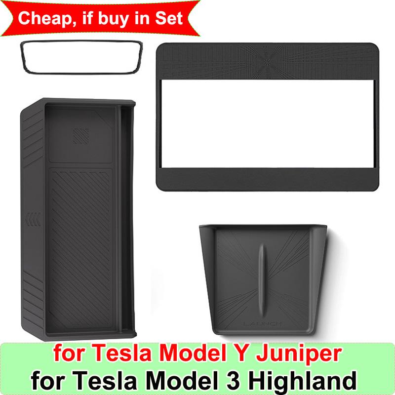 for Tesla Model Y Juniper Center Console Accessories GPS Screen Frame Protector Strip Wireless Charger Pad Model3 Dashboard Tray