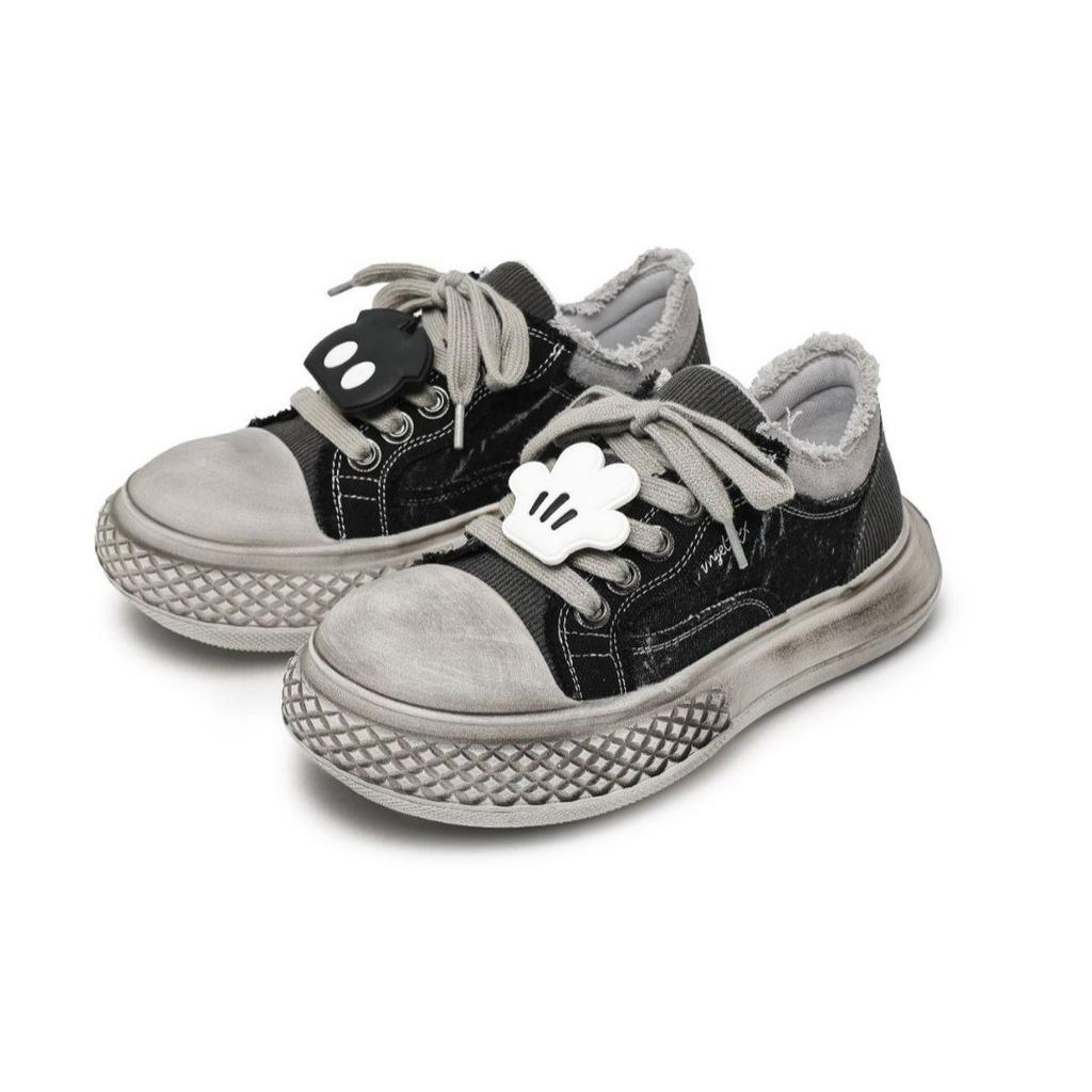 Новые старые уродливые милые туфли на платформе с Микки Маусом, пара повседневных дышащих парусиновых туфель, увеличивающих высоту, низкие кроссовки с большой головой, прилив