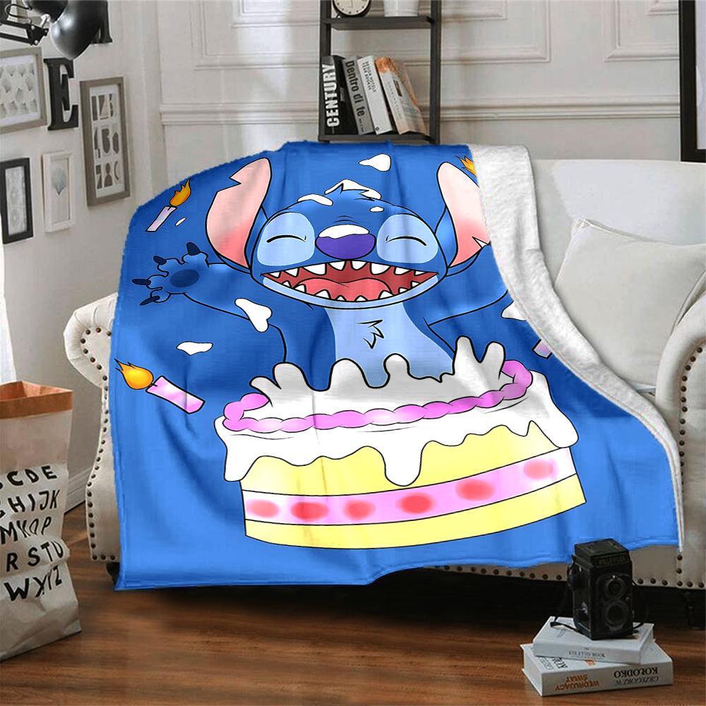 1Pc Stitch'S Birthday Celebration Blanket Soft Throw Blanket For Home Bedroom Bed Sofa Travel Office Solid Christmas Blanket