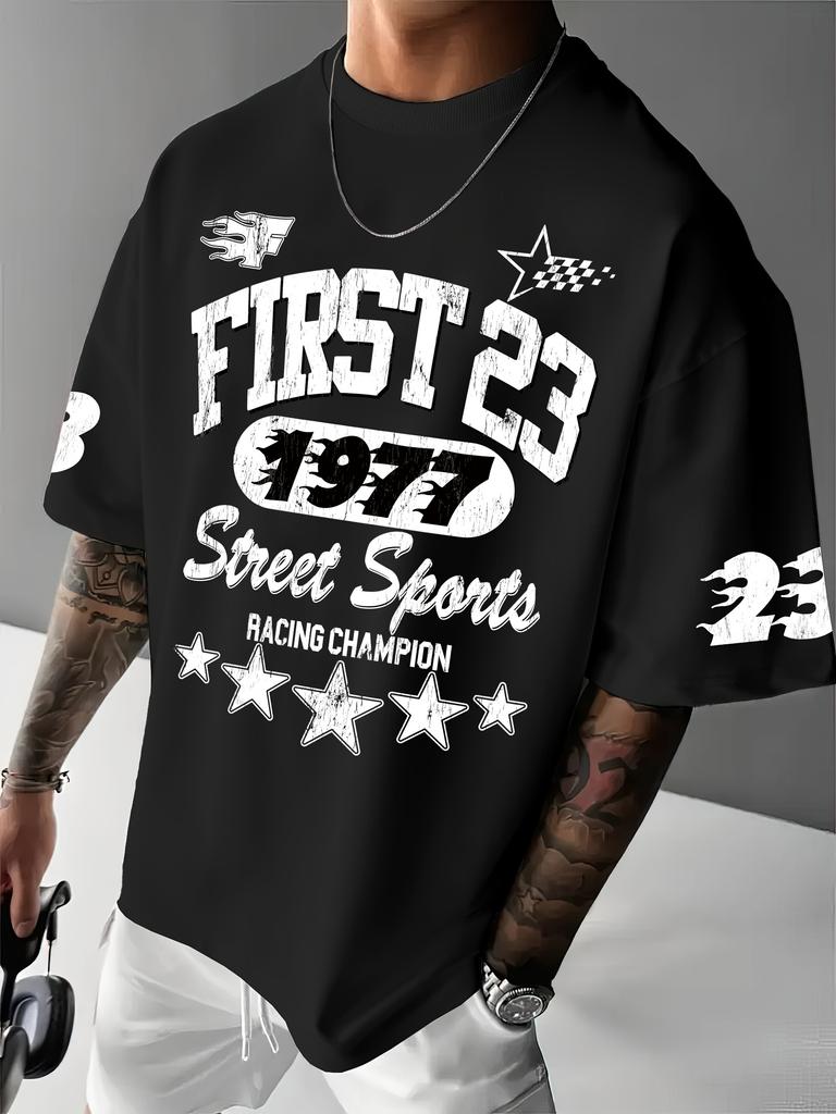 Летняя 1977 Графический Принт Повседневная Короткий Рукав Спортивная Женская Футболка Унисекс Повседневная Ежедневная Носка Летняя Мужская Футболка для Гонщиков