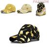 New Gold Leaf Print Baseball Cap Korean Style Gold Foil Baseball Cap Student Duck Tongue Cap Round Top Sun Hat Wholesale