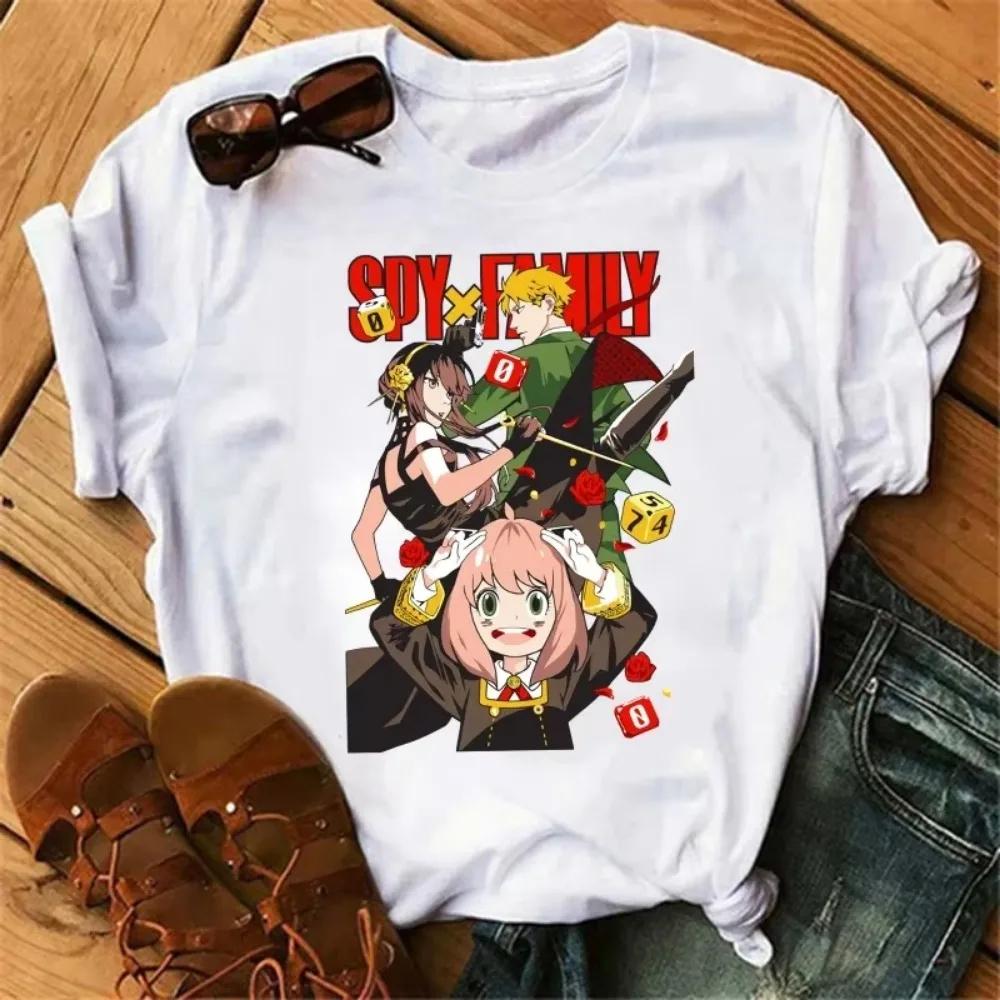 Аниме Spy X Family Футболка Женская Японская Мода Харадзюку Футболки с Коротким Рукавом Летние Топы Каваи О-Образный Вырез Женская Футболка Топ