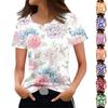 Fashion T-shirts For Women Summer Woman Tops 3d Flower Printed V-neck Short Sleeve Tees Women‘s Oversize T-shirt