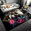 Skull and Floral Design Carpet with Roses and Abstract Elements Suitable for use as an anti-slip for living room bedroom sofas