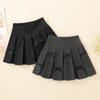 Girls' College Style Bow Pleated Skirt, Autumn 2025, Anti-Exposure Midi In Black