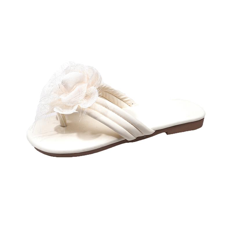 Fashion Pinch-toe Flower Beautiful Flip-flops for Women To Wear In Summer New Style with Skirt Soft-soled Flat-soled Cool Slippers
