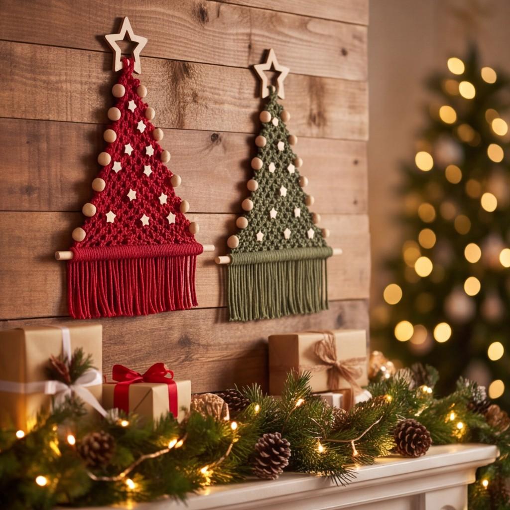 Macrame Christmas Tree Wall Hanging: Hand-Braided Rope DIY Craft Kit for Festive Holiday Home Decor Beginner-Friendly Boho Christmas Gift Idea