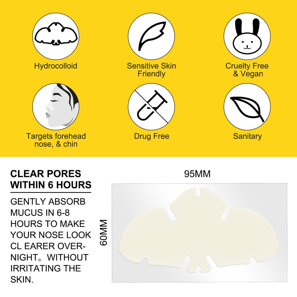 Пластырь для носа с чёрными точками Гидроколлоидный очищает поры и восстанавливает кожу от угрей 12 Пластырь