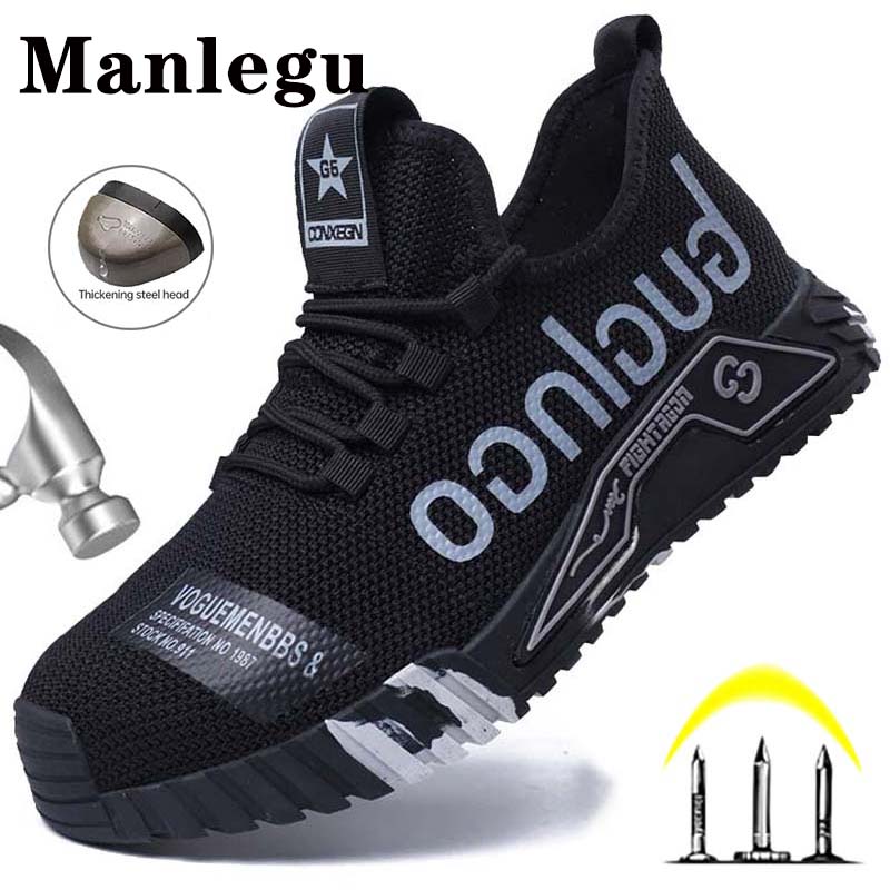 Lightweight Men Safety Shoes With Steel Toe Cap Work Sneakers Men Women Work Shoes Breathable Puncture-Proof Work Safety Boots Men Safety Footwear