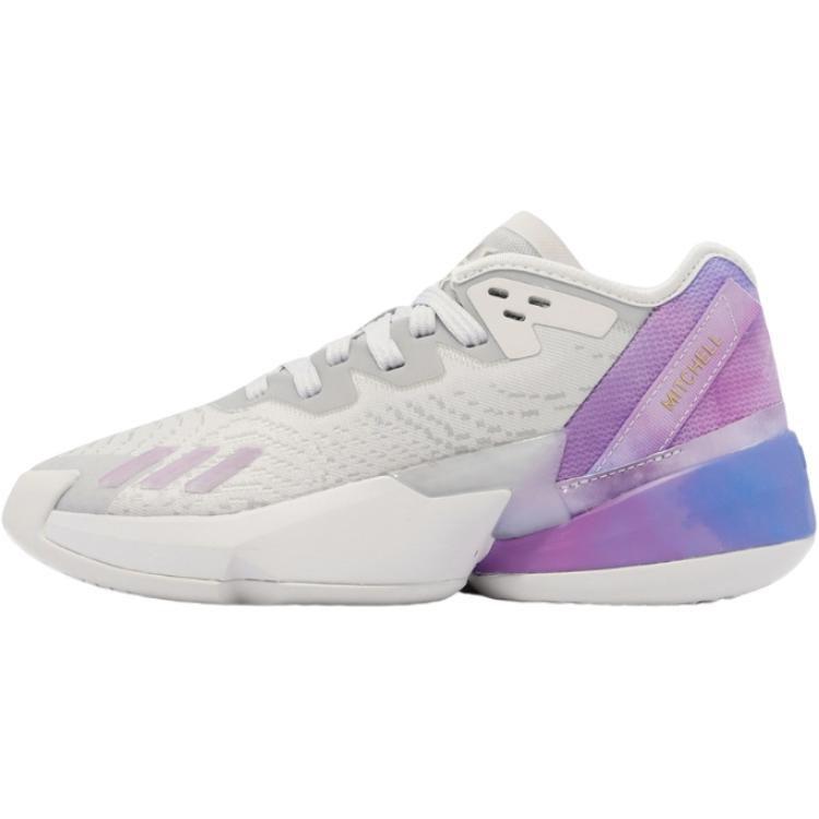adidas ДОН. Номер 4 Mitchell 4 Низкие Детские Баскетбольные Кроссовки Серый Фиолетовый HR1785