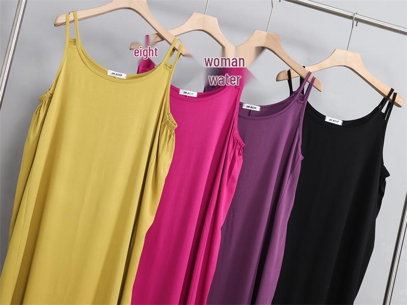 2025 New Sleeveless Cotton Rayon Slip Dress: Women's French Summer Beach Tank Maxi