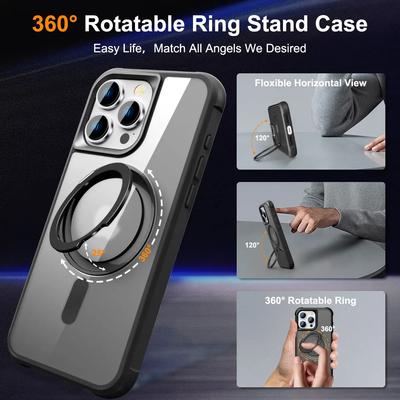 Чехол для iPhone 16 15 14 13 12 11 Pro Max с вращающимся на 360° магнитным кольцом [Совместим с Mag-safe][Незаметная подставка]