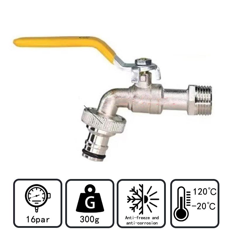 Garden Home Faucet Adapter Metal Tap 1/2'' IBC Water Tank Connector 2-Way 1-Way Irrigation Joint Replacement Fitting Ball Valve