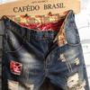 Men's Casual And Loose Hole Stitching Drape Characteristic Foot Denim Shorts
