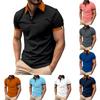 Men's Solid Color Button Lapel Short Sleeve Top Men's Casual Fashion Shirt