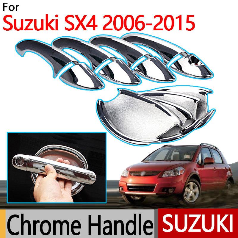 Для Suzuki SX4 Аксессуары 2006-2013 Хромированные накладки на ручки дверей Fiat Sedici 2007 2008 2009 2010 2011 2012 Наклейки для стайлинга автомобиля