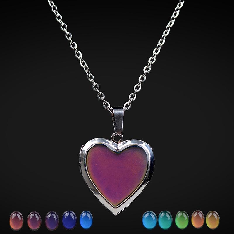 Mood Necklaces Heart Pendant Necklace Temperature Control Color Change Necklace