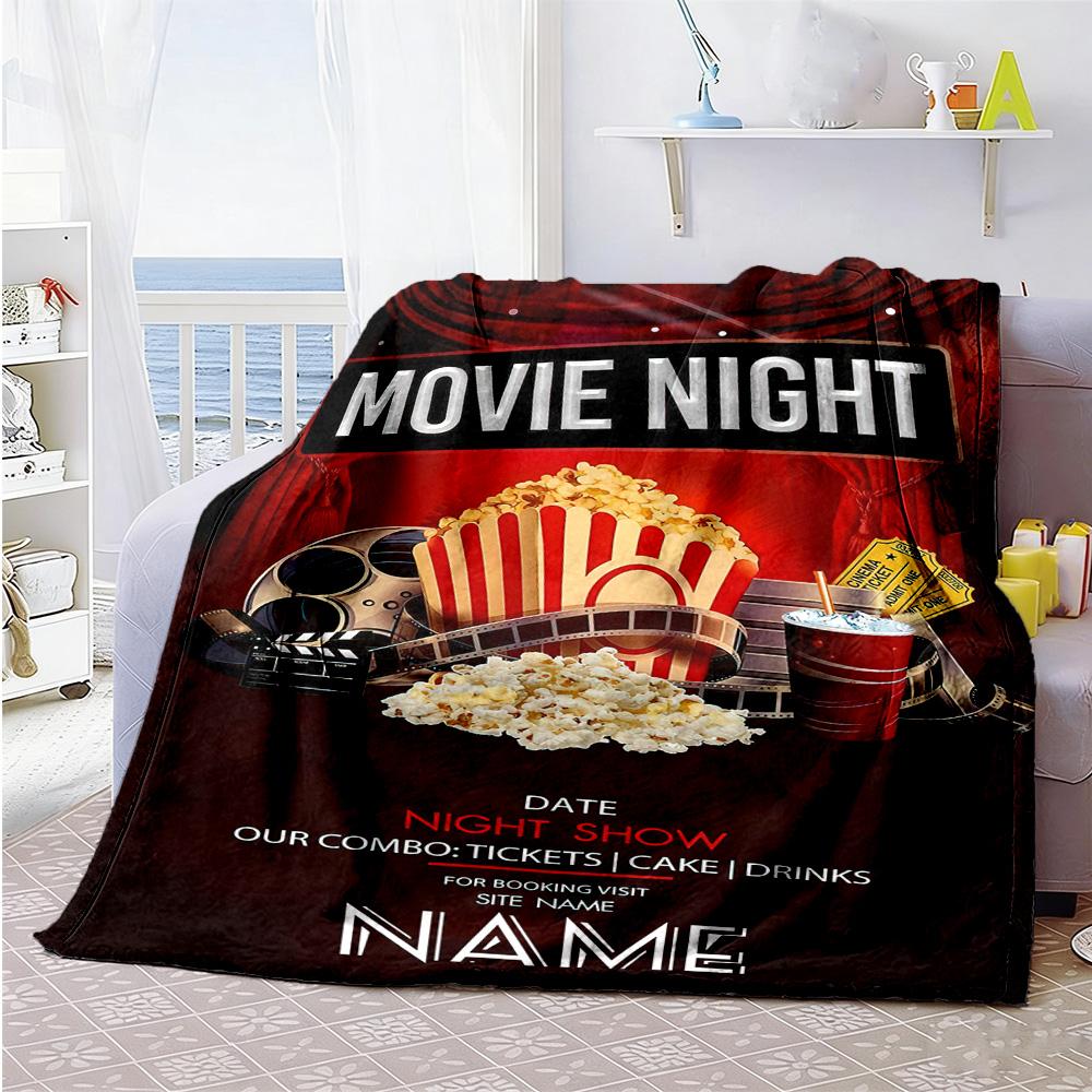 Movie Invitation Personalized Text Blanket Lightweight Customizable Blanket Durable Comfort Versatile for Chair Office Livingroom Couch