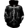 Fashion 3D All Over Printed Black Hoodie/Jacket Unisex Gothic Zipper Sweatshirt Personality Men's Pullover Street Wear