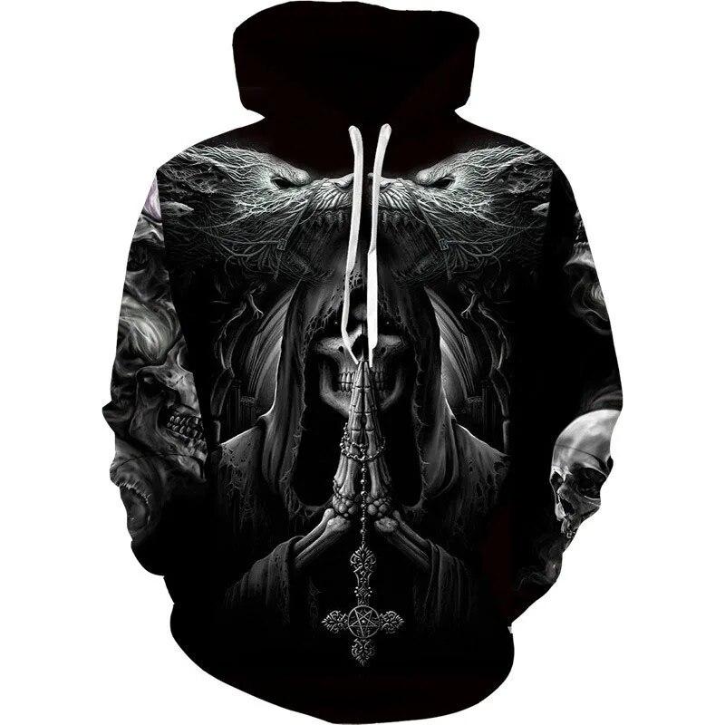 Fashion 3D All Over Printed Black Hoodie/Jacket Unisex Gothic Zipper Sweatshirt Personality Men's Pullover Street Wear