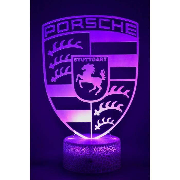 Lampe de Chevet 3D LED Voiture Porsche, Veilleuse Changement de Couleurs, Lampe tactile bureau et chambre, Idée cadeau