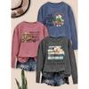 Elegant women's clothing gift with printed coffee and book themed pattern, round neck, suitable for spring, summer, autumn, and winter3Set of