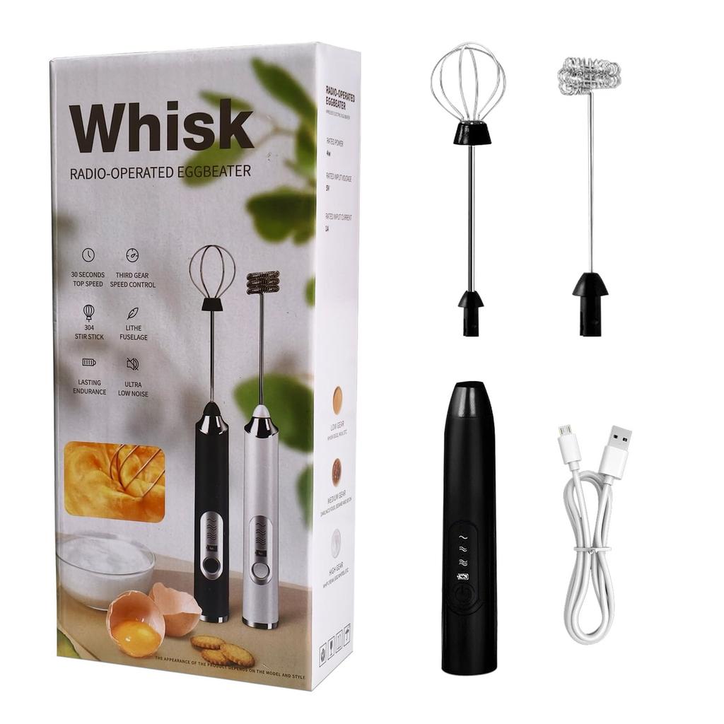 T SHAREXE Electric Frother & Milk Foamer - Electric Frother, Mini & Milk Foamer - 2 Shafts, 3 Speeds, Cordless, Easy Operation, Quiet Design, For