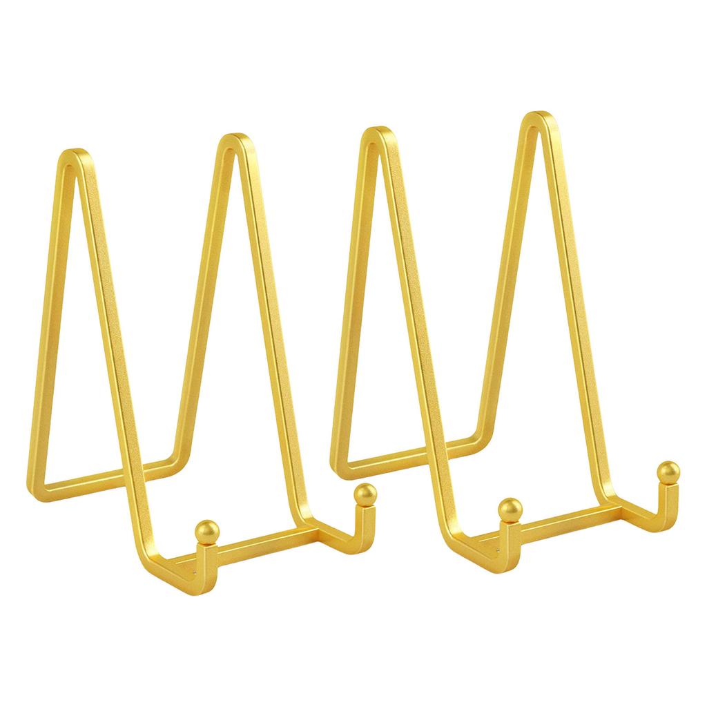 2 Elegant Sturdy Pack Of Iron Easel Display Stands For Photos And Decorative Plates In Bibranting Color Designs
