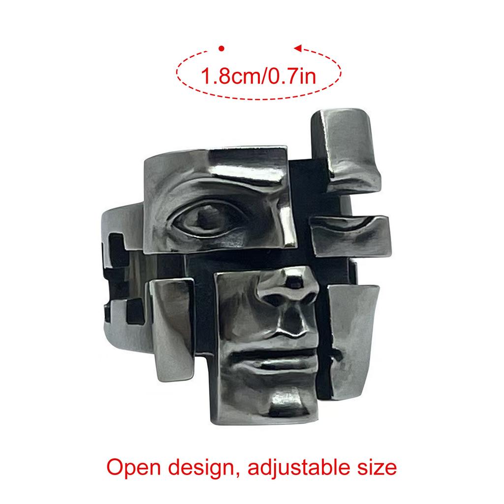 Многогранные кольца-маски в стиле ретро, прочные кольца из цинкового сплава, ювелирные изделия, идеально подходящие для молодых законодателей моды и любителей искусства