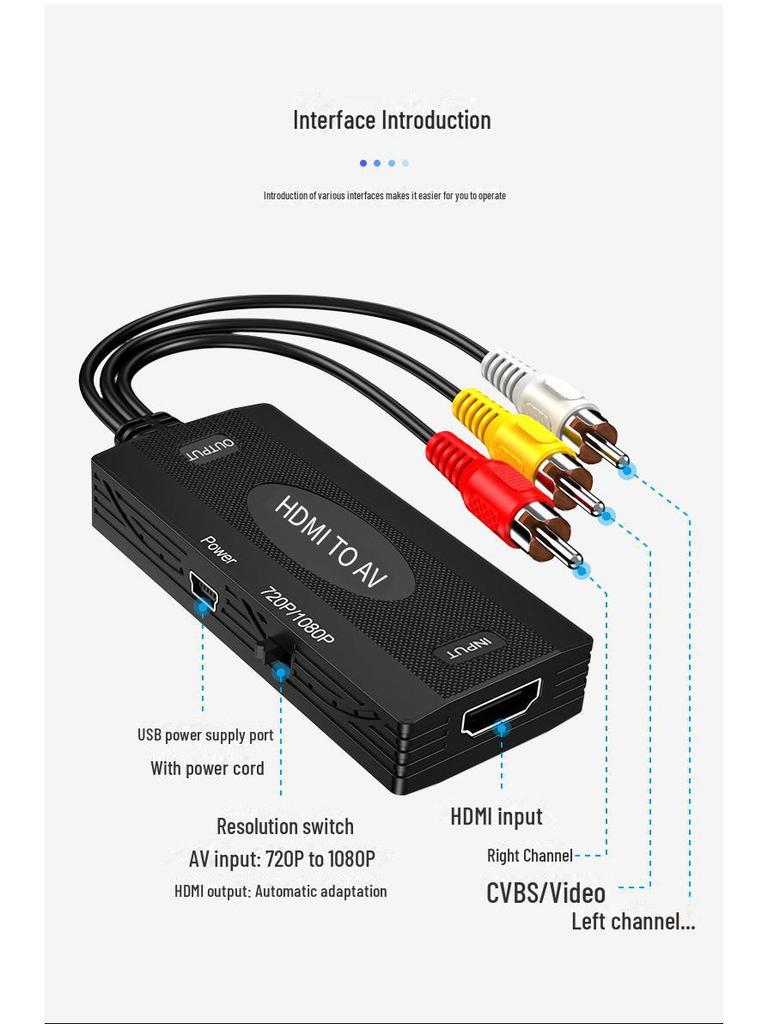 Popular HDMI To AV Converter with High-Definition Compatibility and 1M Cable