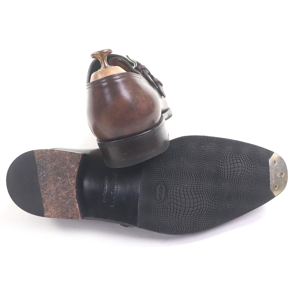 Отличные мужские туфли John Lobb Chapel 8000 Last Double Monk Strap Темно-коричневые Б/у