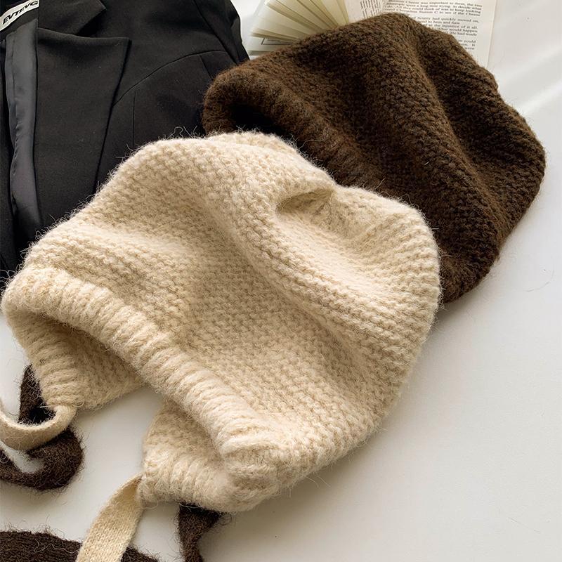 Мешок шляпа Hepburn wind lazy straps stack hat женская осень и зима милая теплая холодная шерстяная шерстяная шапка