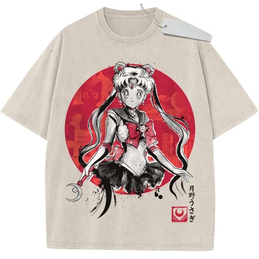 Summer Mens Beige Washed T  Shirt Pokemon Slowpoke Big Face High  Quality Fabric for Casual Shopping