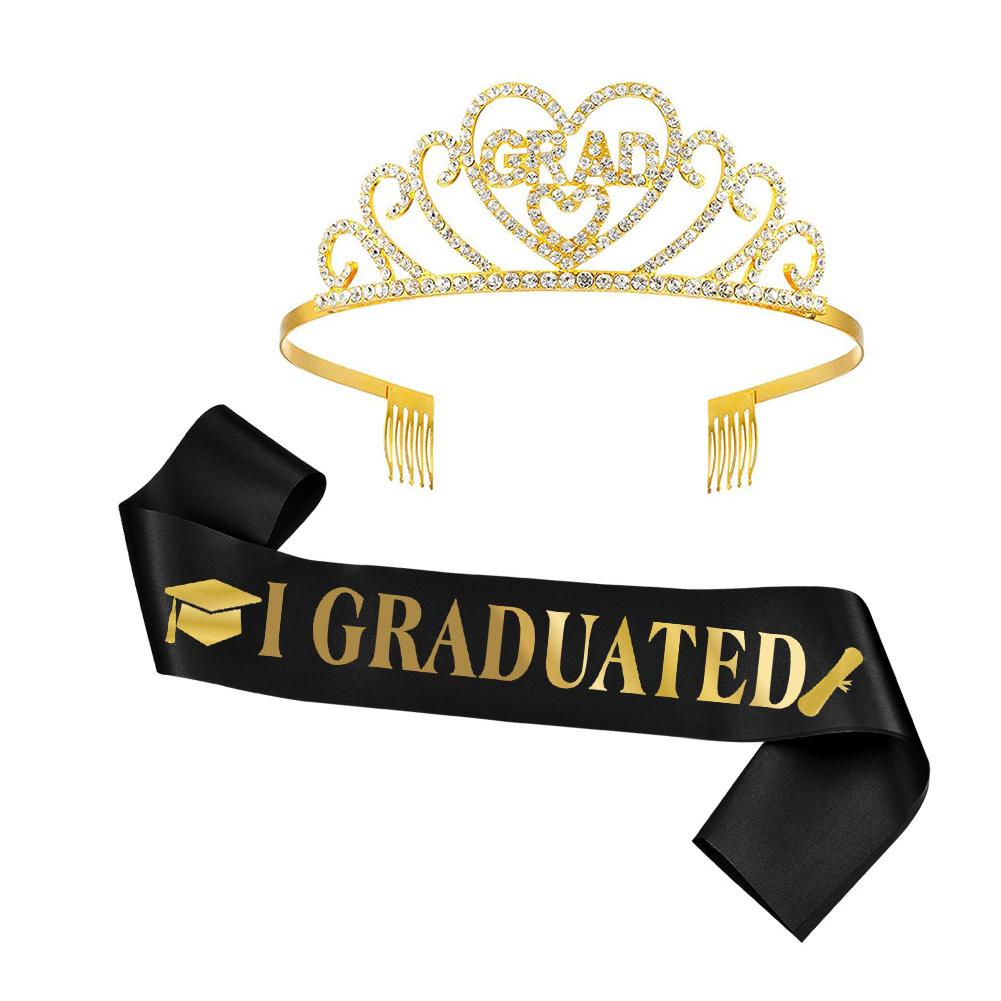 Graduation Party Supplies Kits Crown Tiara Sash For Students Graduation Party Decorations Grad Decor Favors