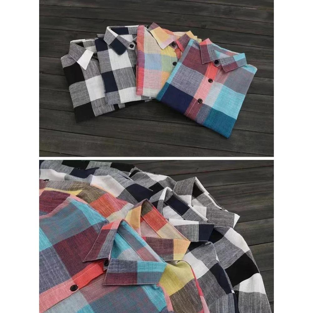 Женская хлопковая рубашка в клетку, шикарная женская блузка, элегантные и молодежные женские блузки, новая верхняя одежда в корейском стиле