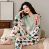 Autumn and Winter Women's Pajamas Long Sleeves and Trousers Home Two-piece Women's Cartoon Pattern Pajamas Home Wear