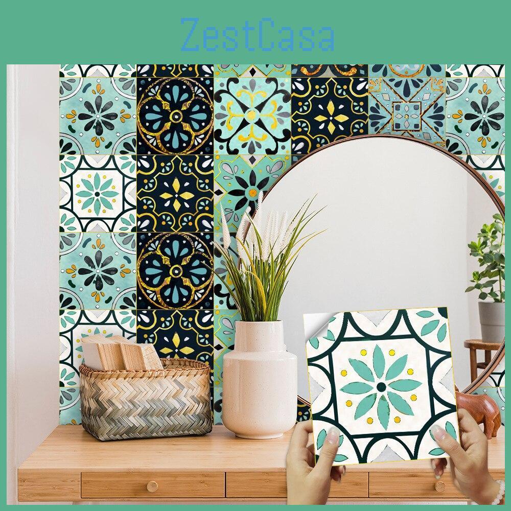 Luxury Light Style Tiles 10pcs Sticker Kitchen Wardrobe Wall Decals Home Decor Selfadhesive Crystal Hard Film Art Wallpaper