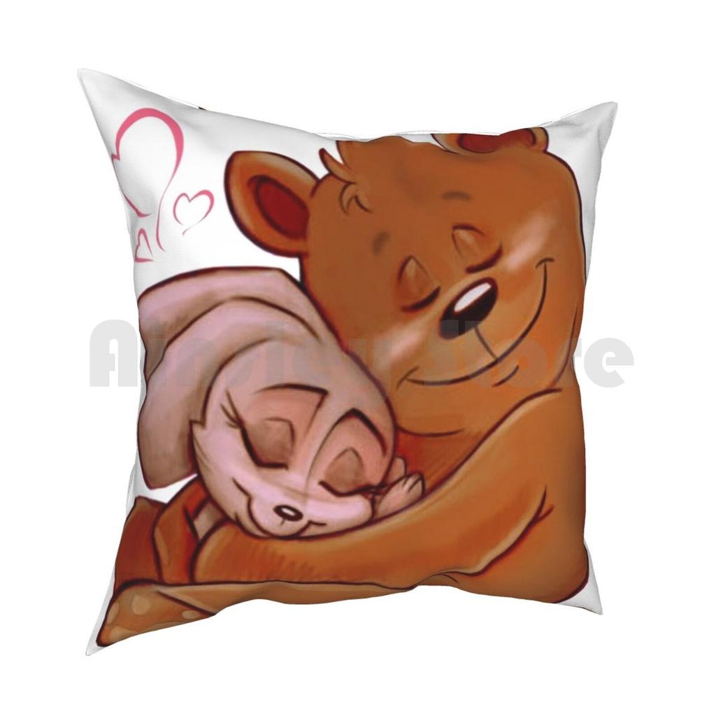 Honey Bunny Bear Pillow Case Printed Home Soft DIY Pillow Cover Honeybunnybear Character Lovers Sweet Love