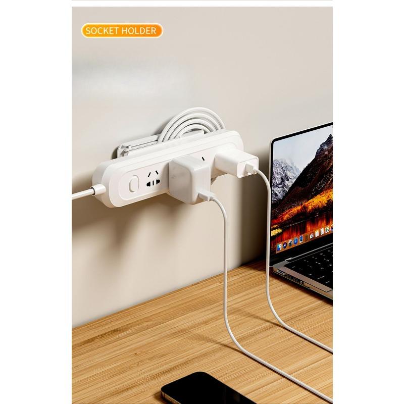 Self Adhesive Plug Holder, Wall Mounted No Drilling Socket Fixing Sticker, Home Seamless Sticker, Nail Free Creative Plug Holder