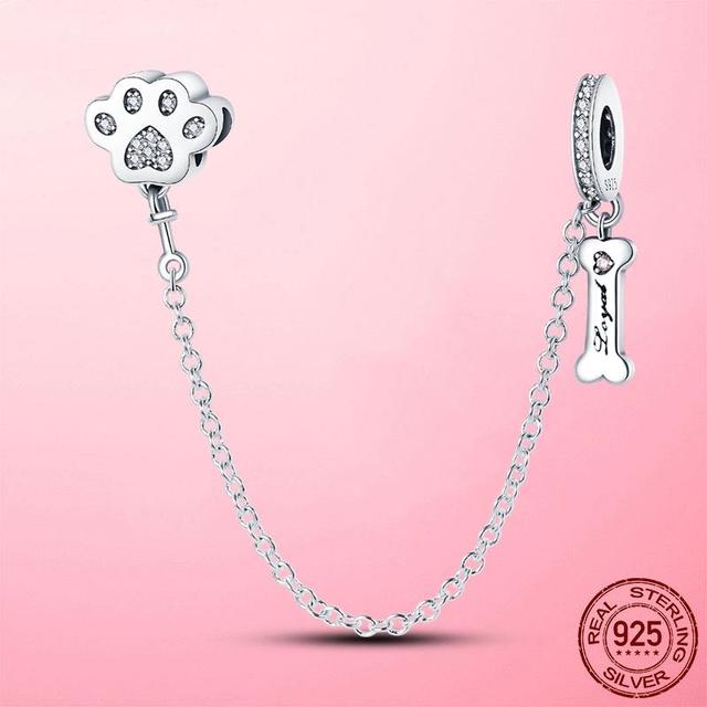 Бусины из стерлингового серебра 925 пробы, классическая защитная цепочка, стопорный зажим, подвеска, подходит для оригинального модного браслета, серебро 925 пробы, изготовление ювелирных изделий, подарок