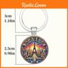 Paris Evening Scene Keychain With Glass Pendant For Gift And Personal Use