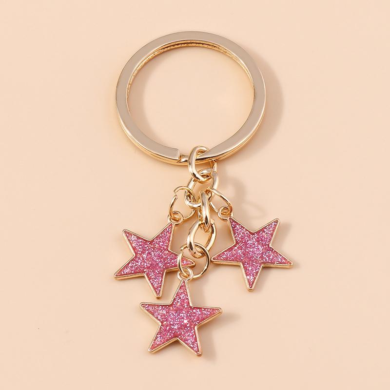 Cute Enamel Star Keychain Women Girl Key Ring Pendant for Car Key Holder Handbag Decor DIY Handmade Jewelry Gift