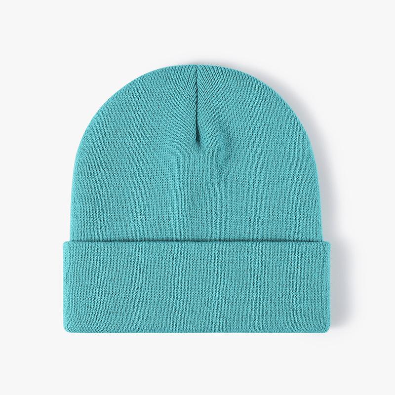 Unisex Winter Warm Ribbed Knitted Hat Acrylic Beanie with Custom Logo Digital Printing Solid Color and Cuffed Design