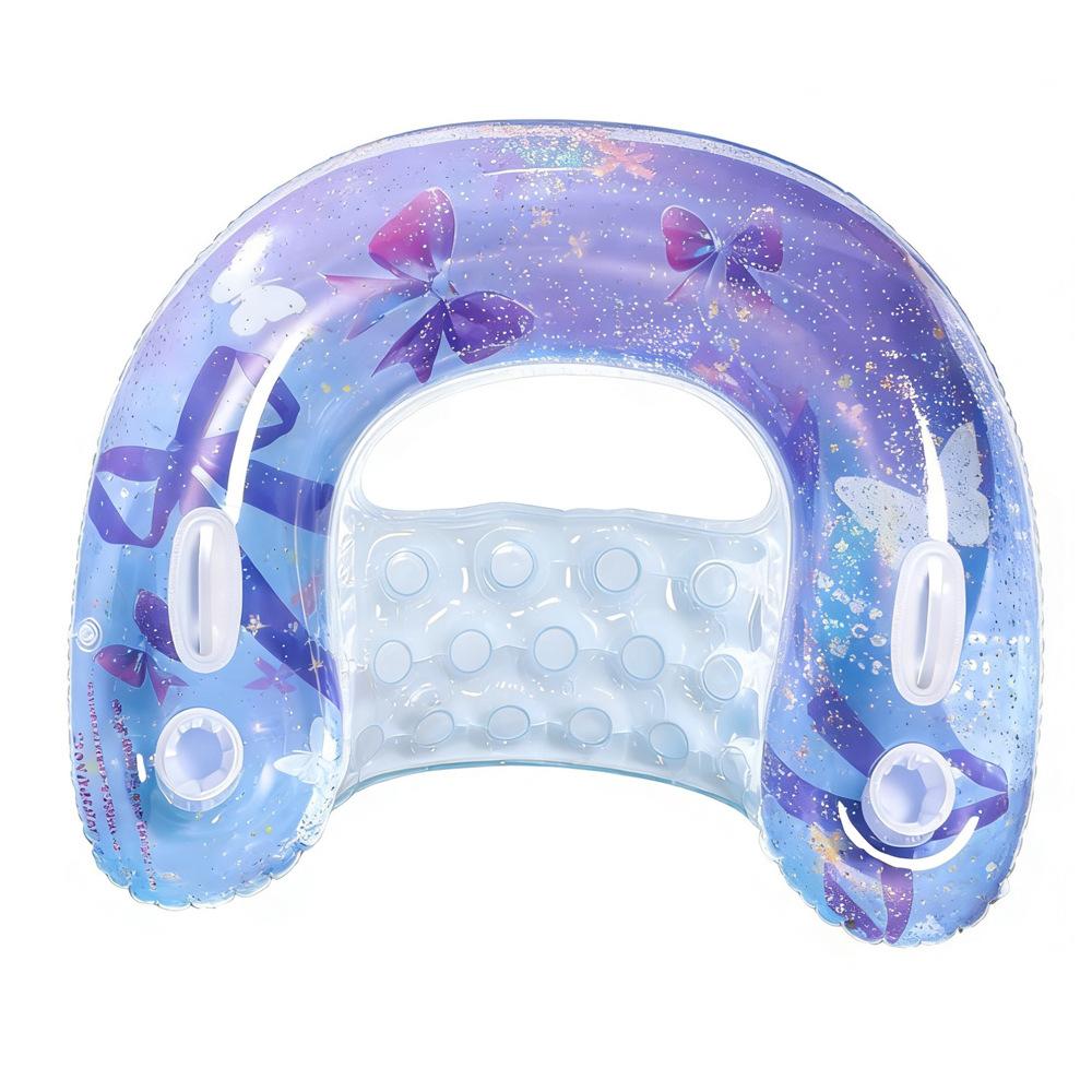 Sequin Flamingo U-Shape Pool Float Lounger with Backrest Adult PVC